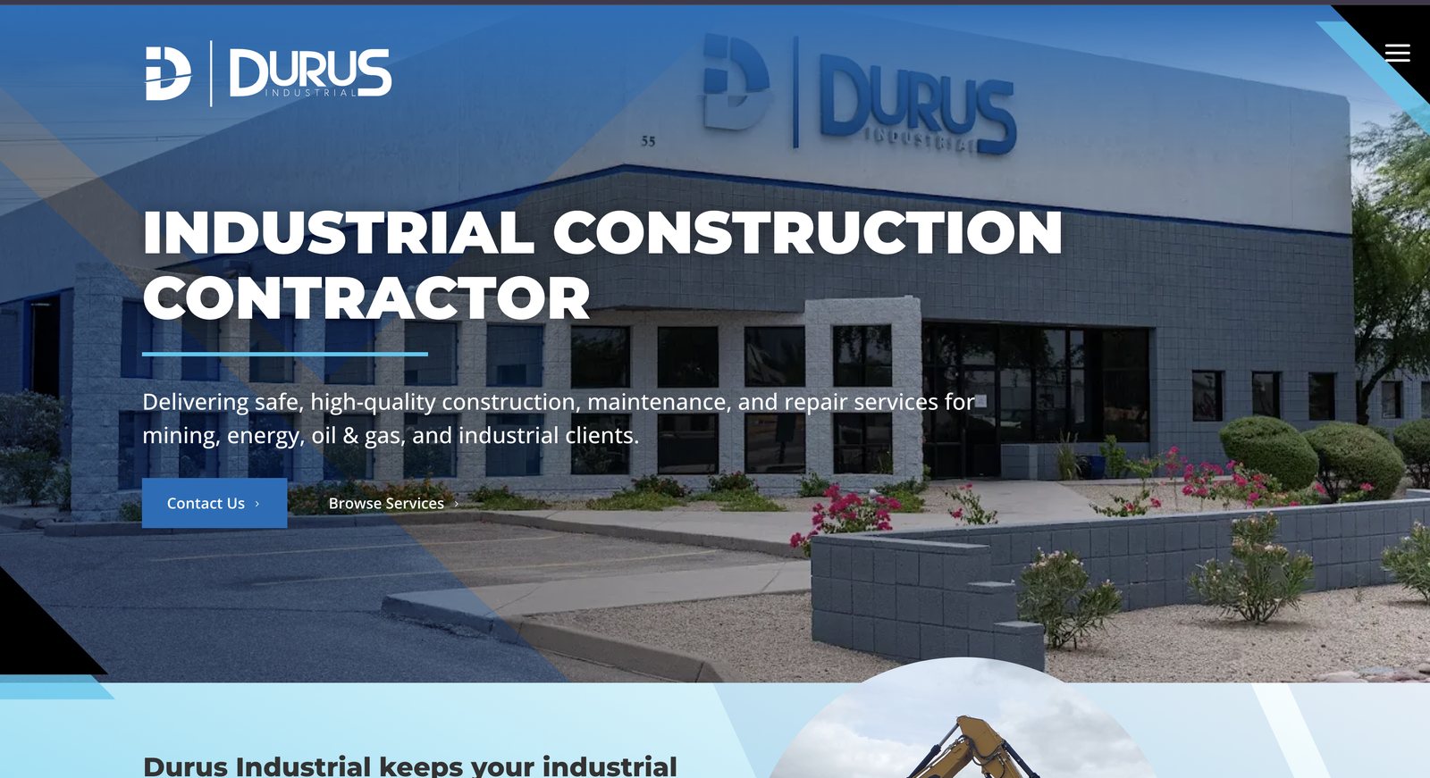 Durus Industrial homepage hero