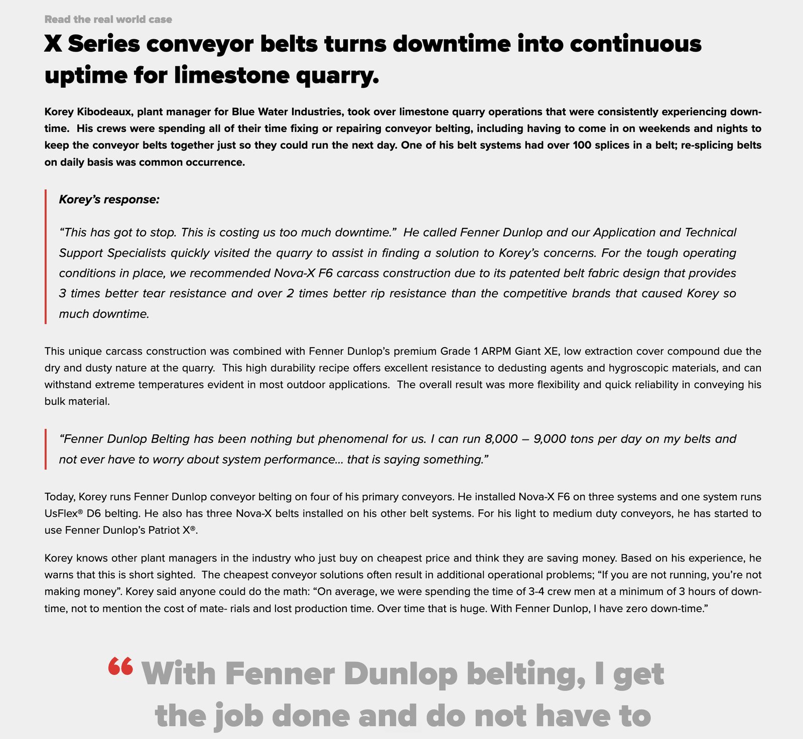 Fenner Dunlop customer case study