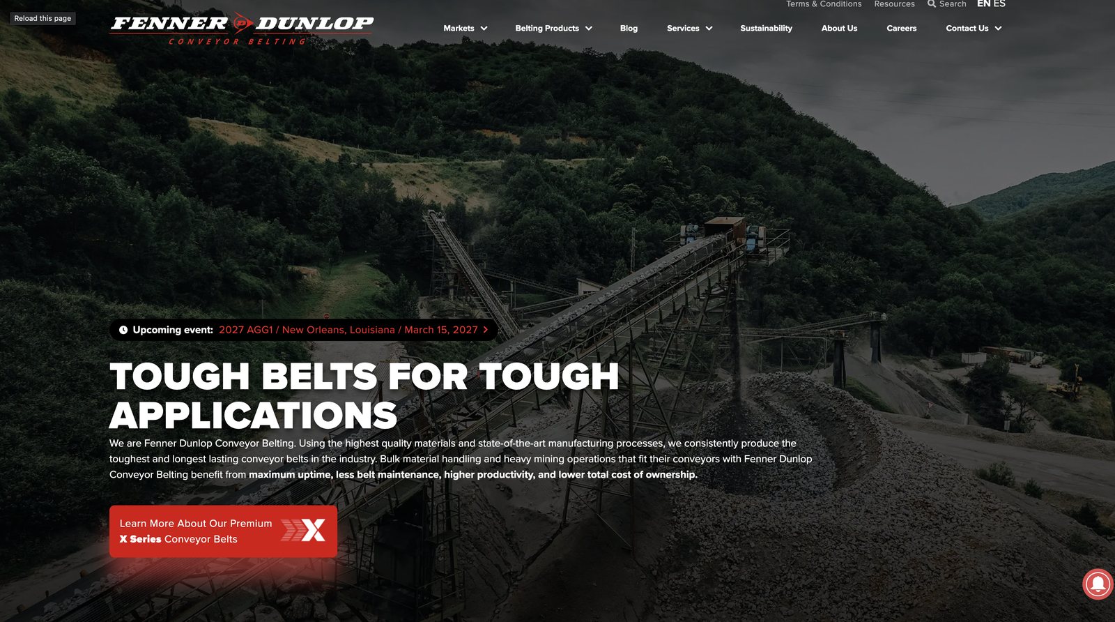 Fenner Dunlop homepage hero