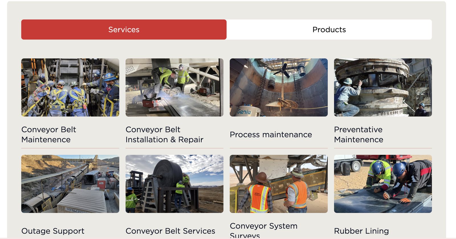 RAM homepage services and products toggle